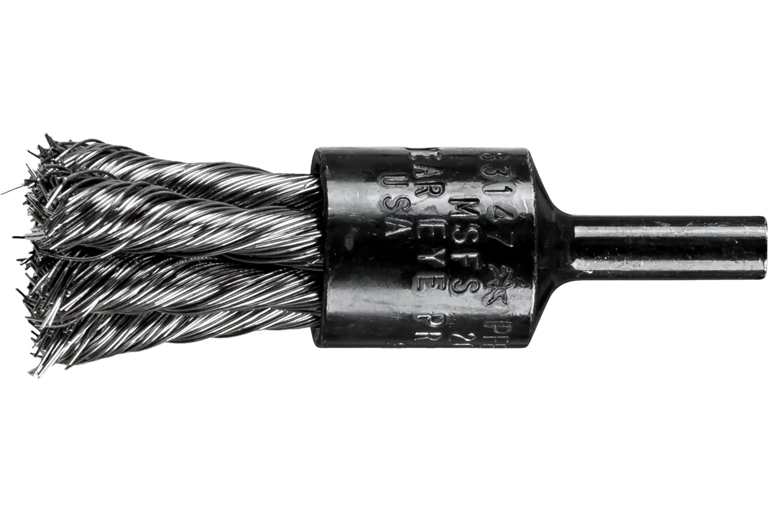 Picture of Pferd Knot Wire End Brush 1/2" Dia. Straight Cup .014 Stainless Steel 1/4" Shank